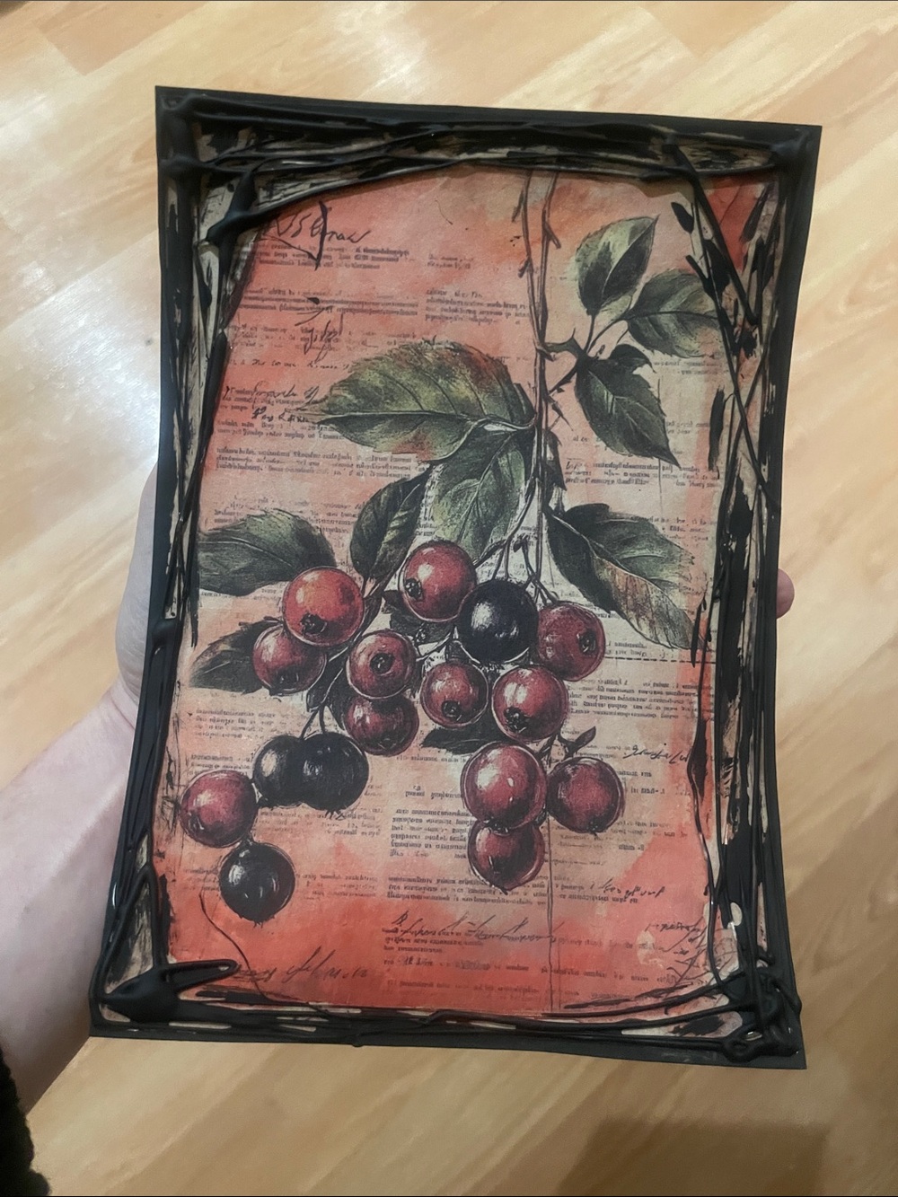 “Sweet Cherries” mixed media art piece
